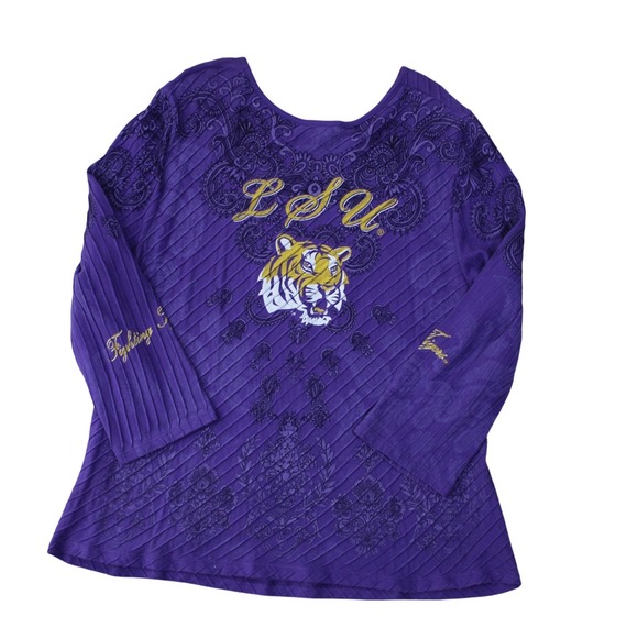 LSU Tigers P. Michael Purple Graphic Long Sleeve Top Women's 2X - Picture 2 of 6